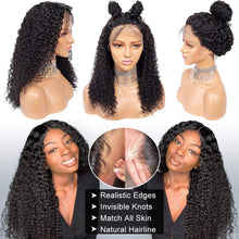 Load image into Gallery viewer, Lace Front Wigs Human Hair Pre Plucked Brazilian Kinky Curly Lace Frontal Wig with Baby Hair 9A Natural Hair Wigs for Black Women