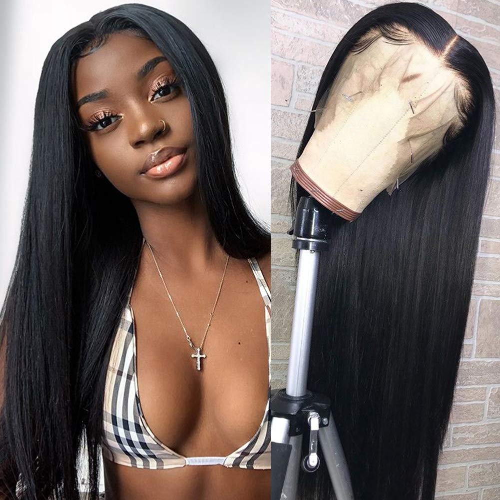 Bex 10A Lace Front Wigs Human Hair with Baby Hair Pre Plucked Bleached Knots Remy Brazilian Straight Lace Wigs for Black Women Natural Color