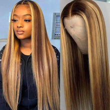 Load image into Gallery viewer, Lace Front Wigs Human Hair 13X4 Lace Frontal wigs Highlight Colored 4-27 Front Lace Wig Straight Human Hair Wigs Ombre Remy Frontal Wig For Black Women