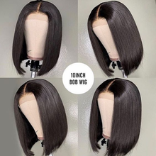 Load image into Gallery viewer, 10A Top Grade Short Straight Bob Wigs Human Hair Wigs 13x4 Lace Front Wigs for Black Women Bex Hair 150% Density Pre Plucked with Baby Hair Natural Color Bob Wigs 10~14 Inch