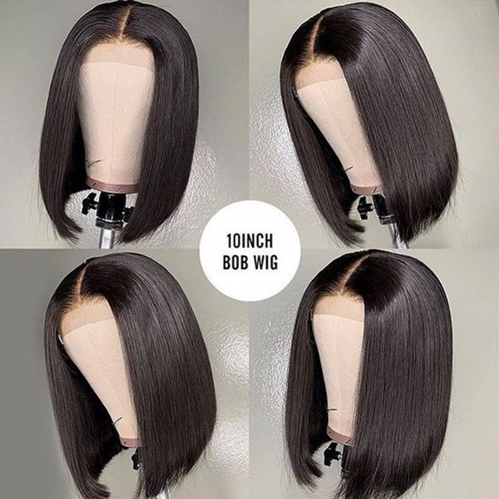 10A Top Grade Short Straight Bob Wigs Human Hair Wigs 13x4 Lace Front Wigs for Black Women Bex Hair 150% Density Pre Plucked with Baby Hair Natural Color Bob Wigs 10~14 Inch